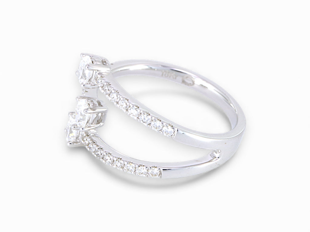 18K White Gold 3 Stone Oval Cut Diamond Ring