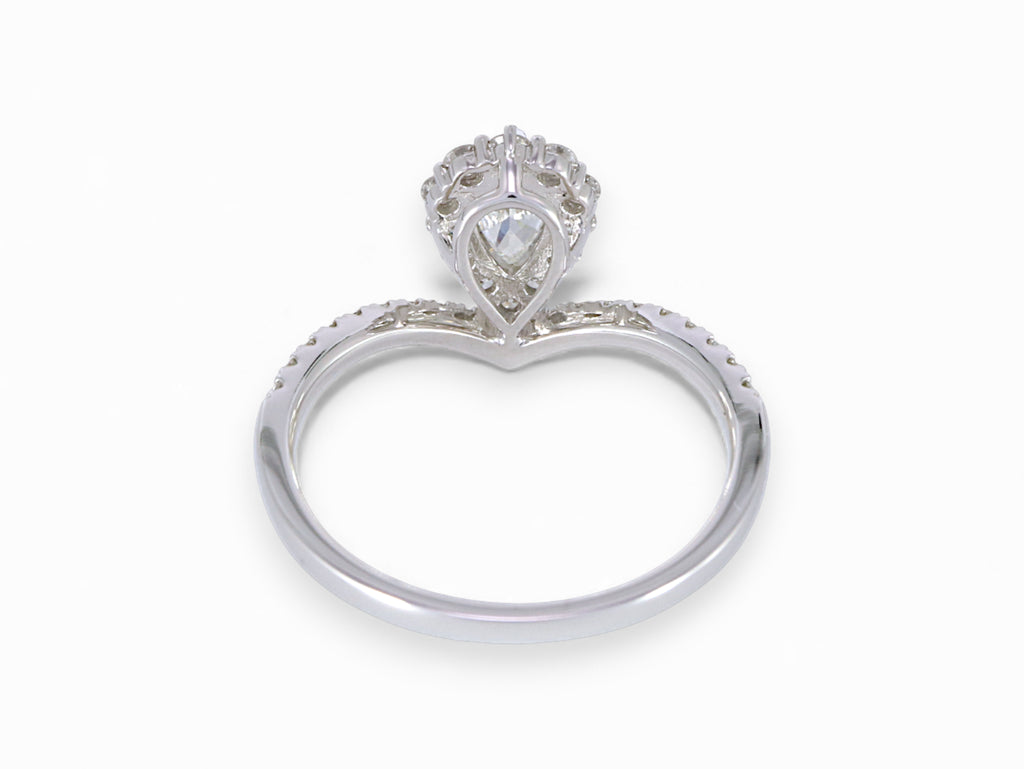 18K White Gold Pear Cut Diamond Halo Engagement Ring