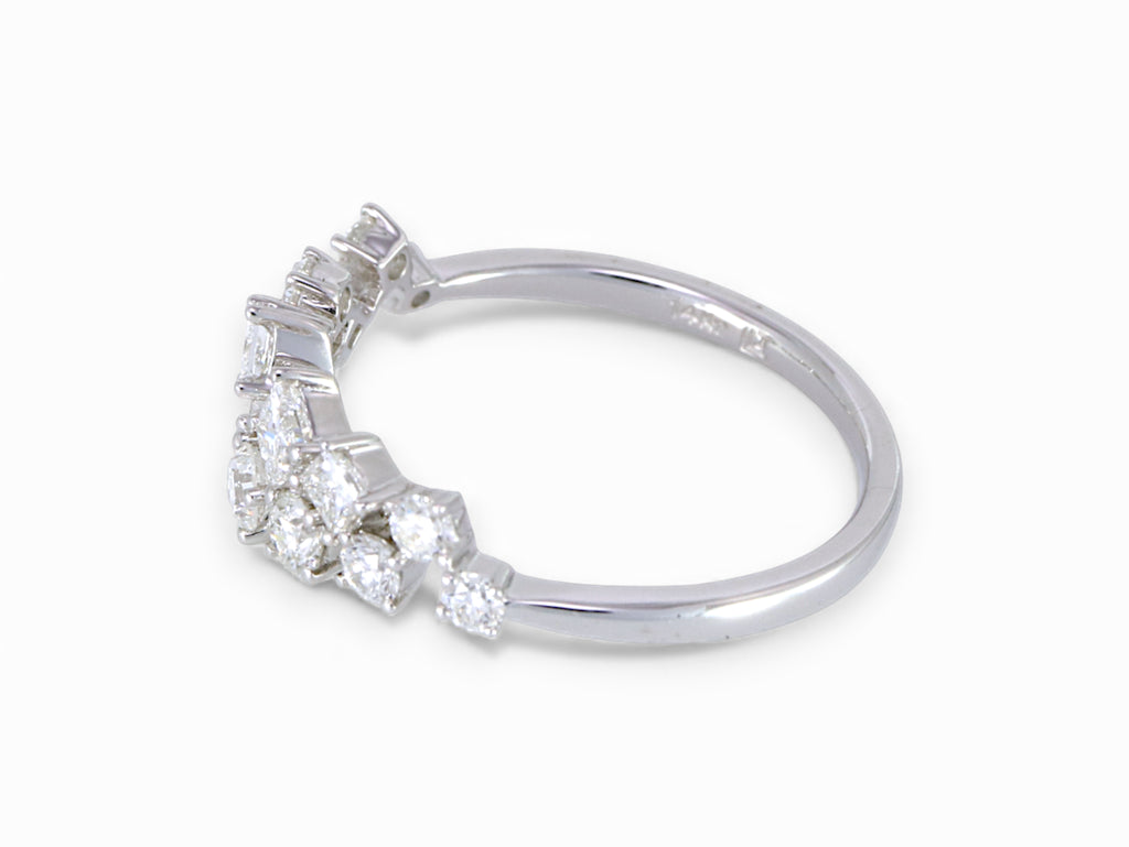 18K White Gold Princess Cut Diamond Cluster Ring