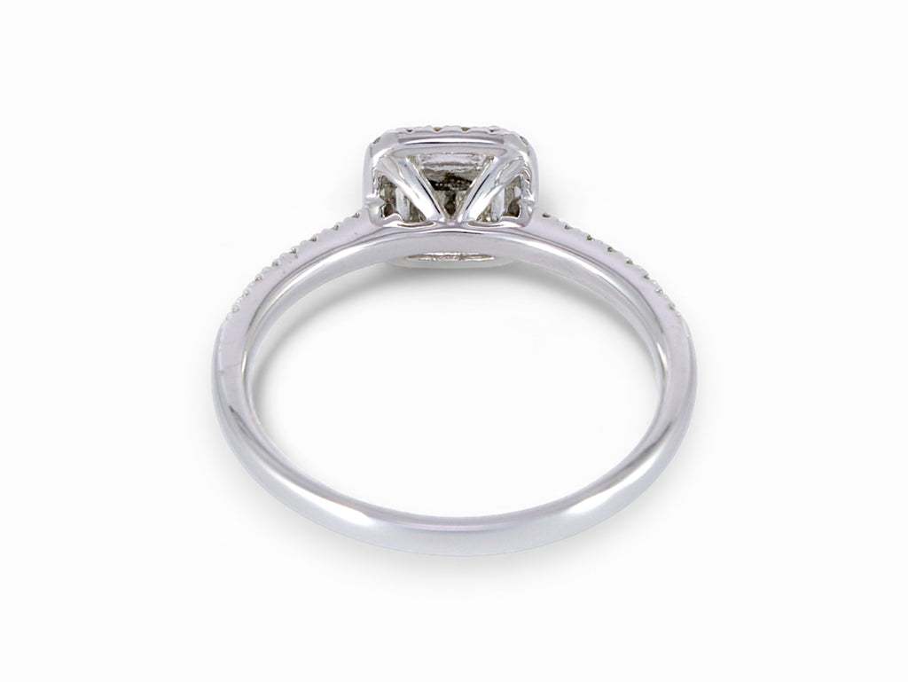 18K White Gold Princess and Baguette Cut Diamond Engagement Ring
