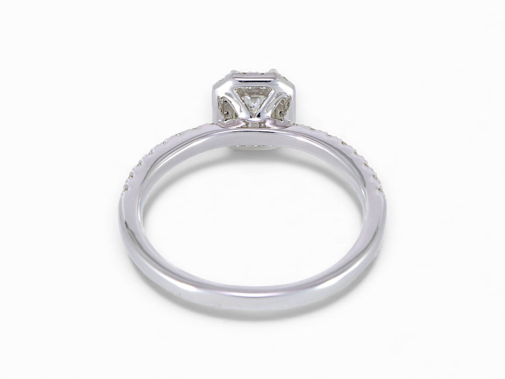 18K White Gold Baguette Cut Diamond Halo Ring