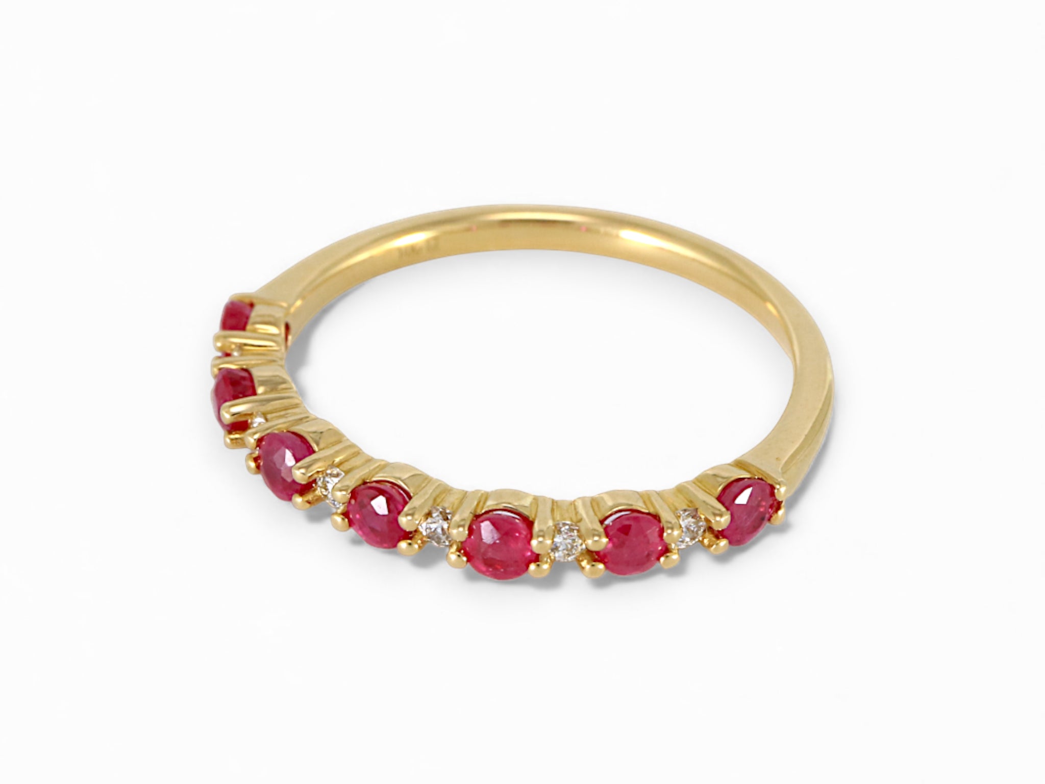 14K Yellow Gold Round Ruby Diamond Ring