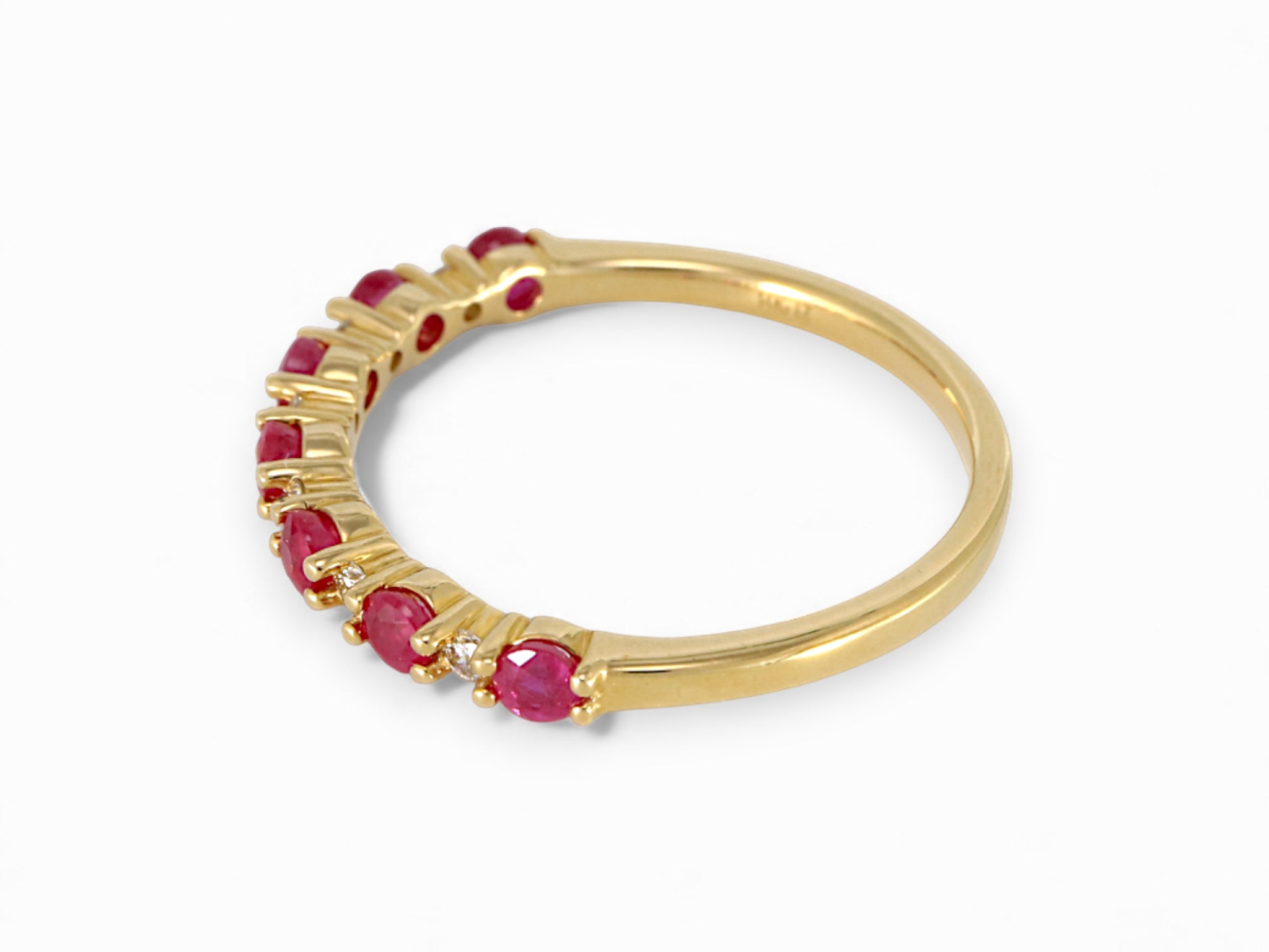 14K Yellow Gold Round Ruby Diamond Ring