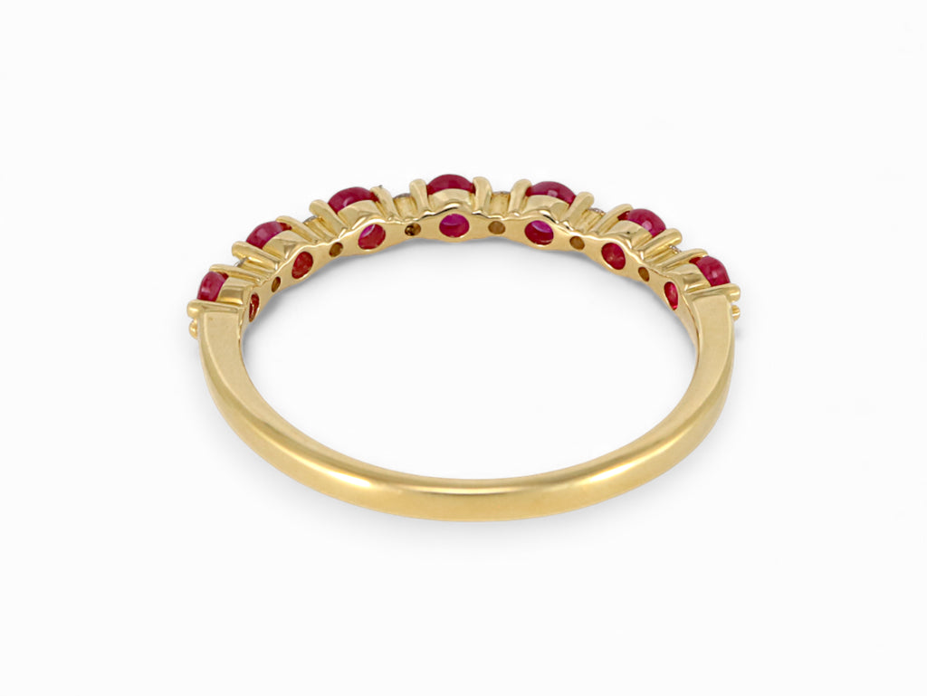 14K Yellow Gold Round Ruby Diamond Ring