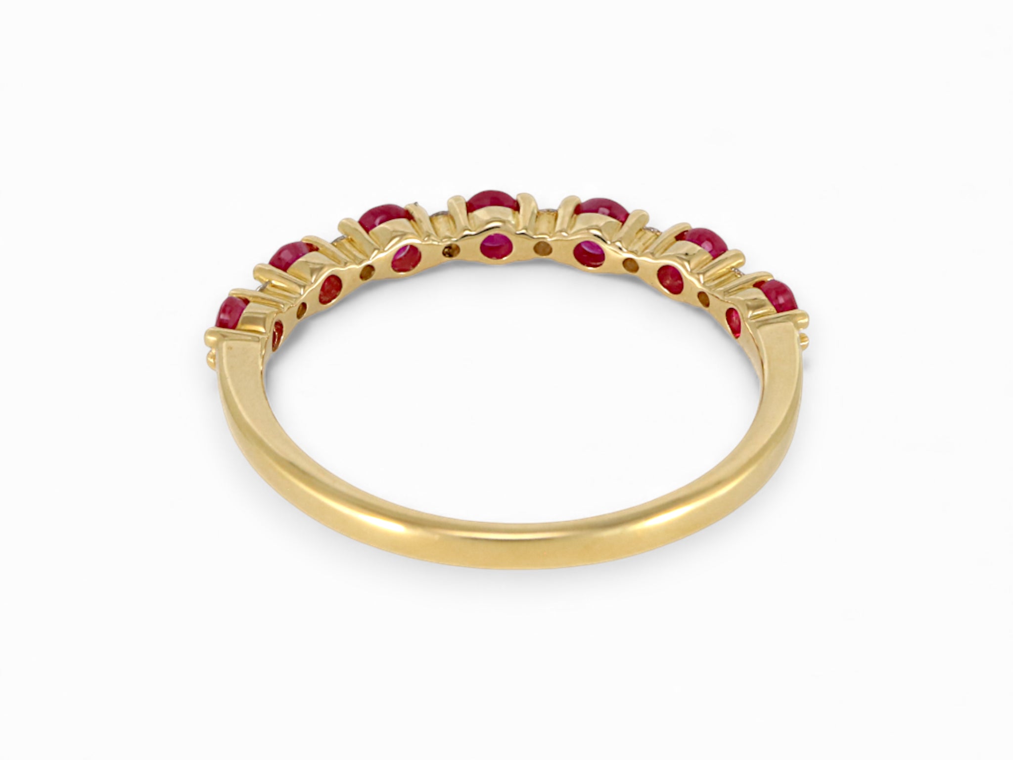 14K Yellow Gold Round Ruby Diamond Ring