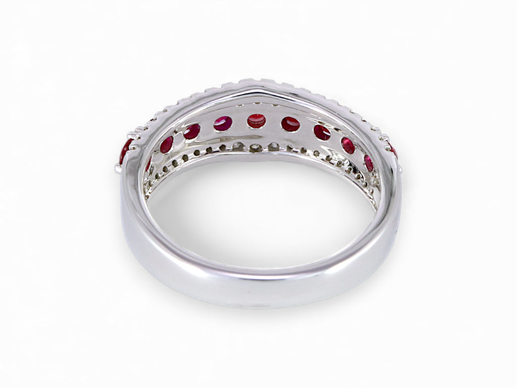14K White Gold Ruby and Diamond Half Eternity Ring