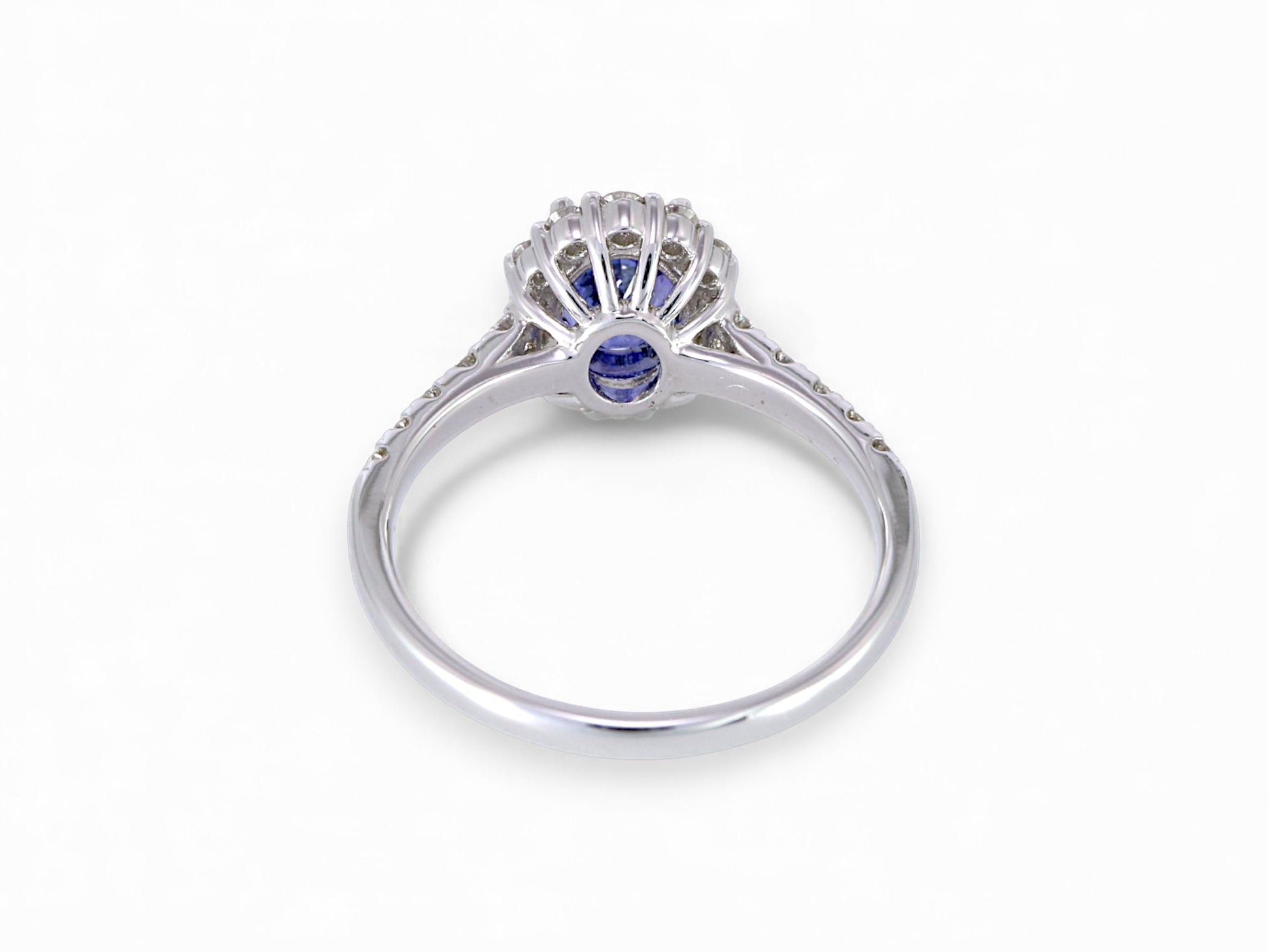 14K Yellow Gold Oval Cut Tanzanite with Baguette Diamond Halo Ring