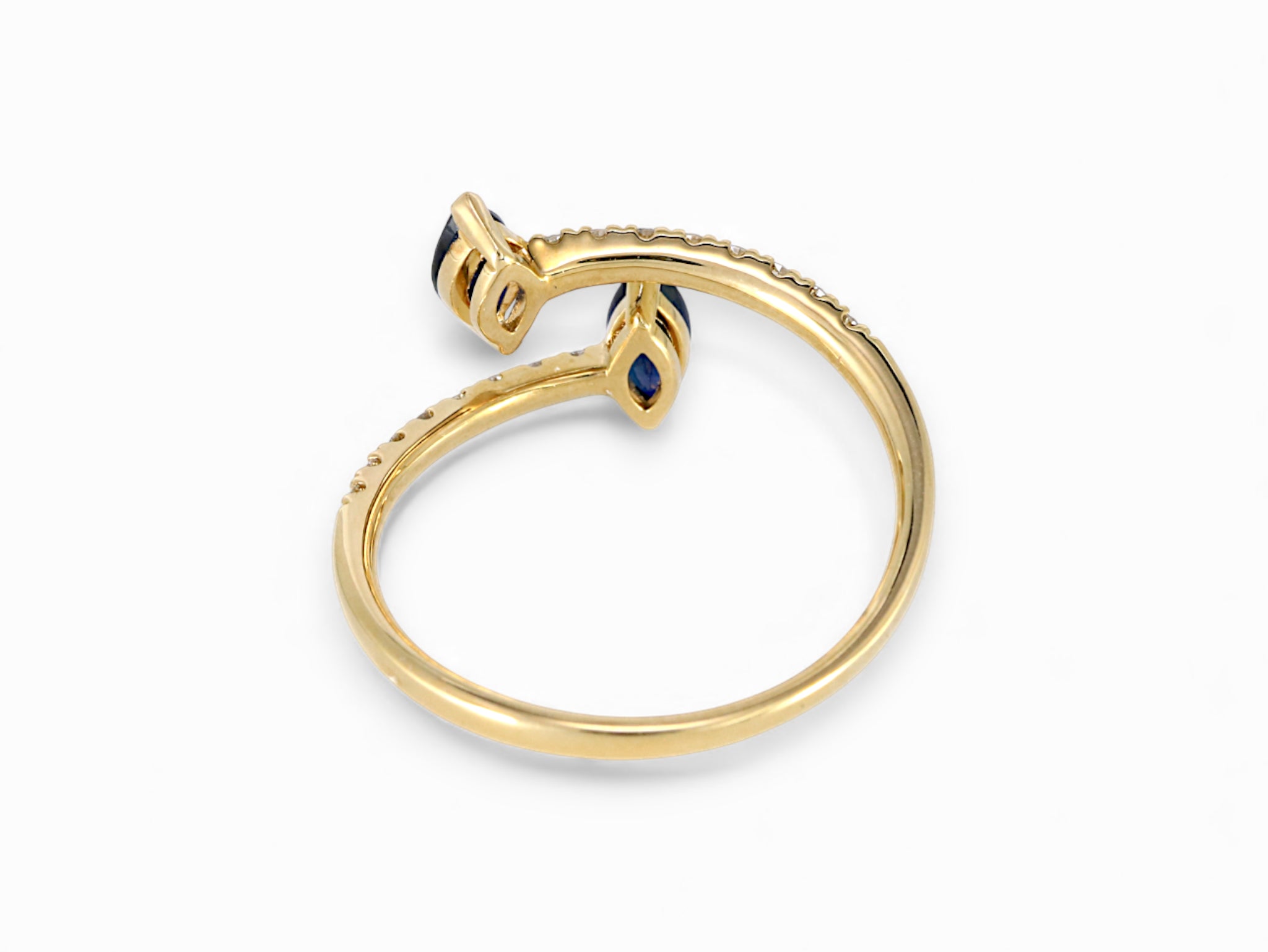 14K Yellow Gold Marquise Cut Sapphire and Diamond Ring
