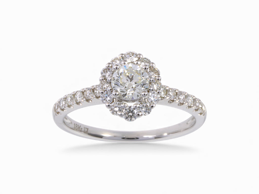 18K White Gold Round Brilliant Cut Diamond Engagement Ring