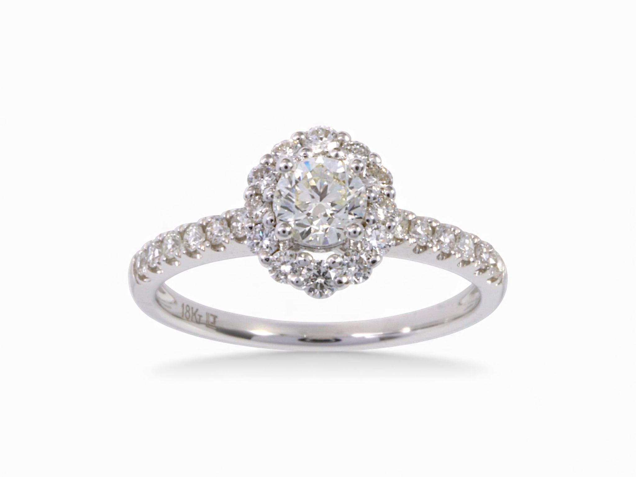 18K White Gold Round Brilliant Cut Diamond Engagement Ring
