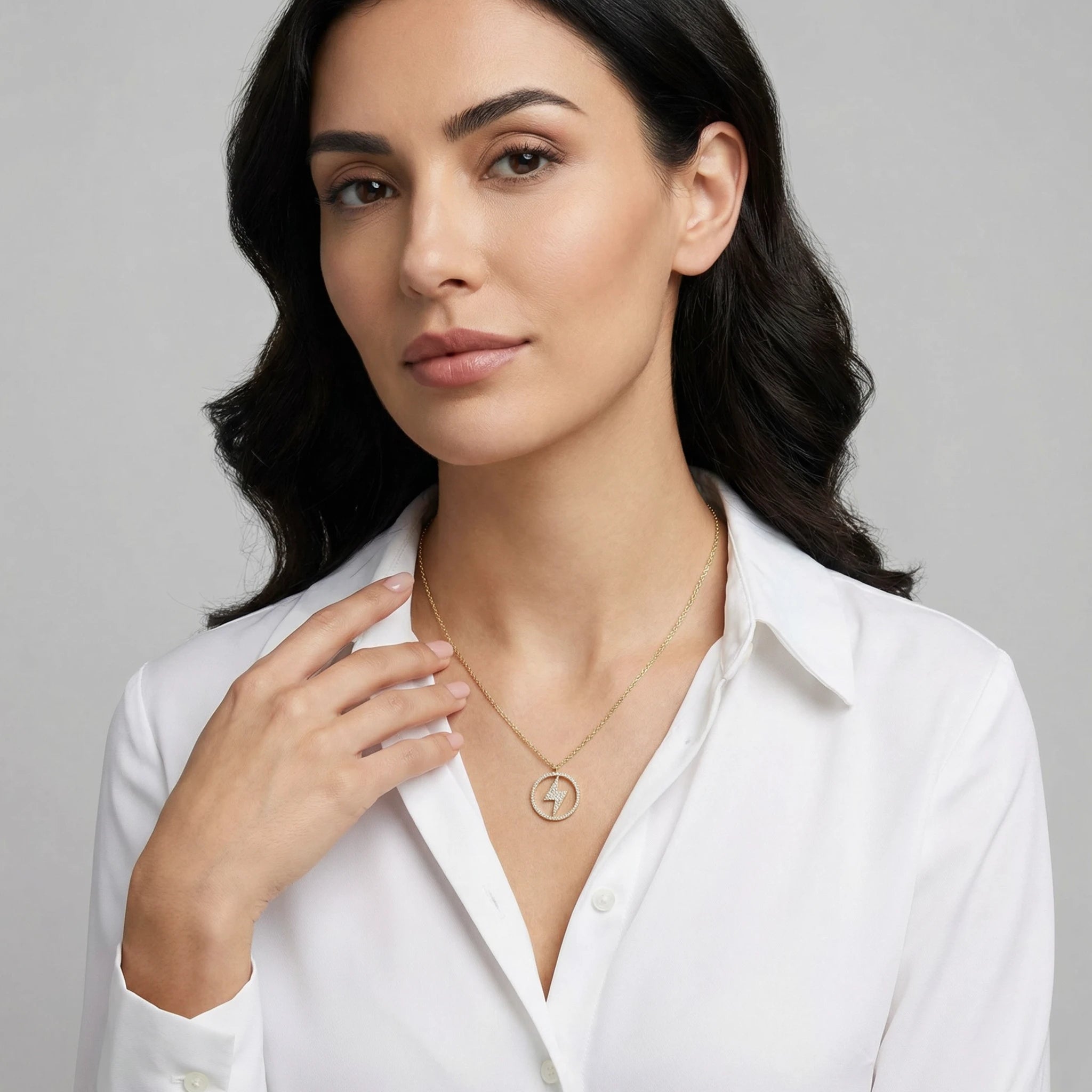 14K Yellow Gold Diamond Lightning Pendant