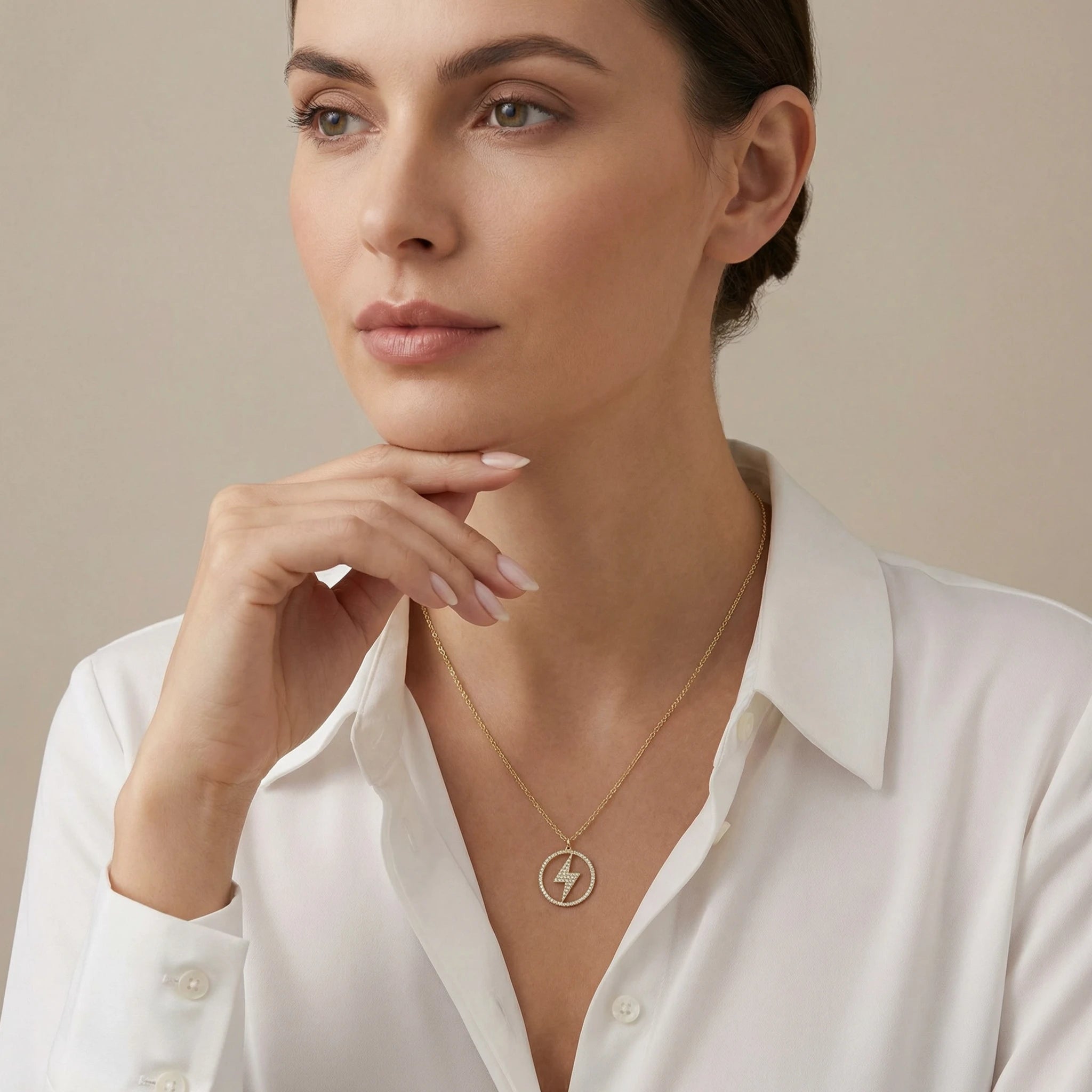 14K Yellow Gold Diamond Lightning Pendant