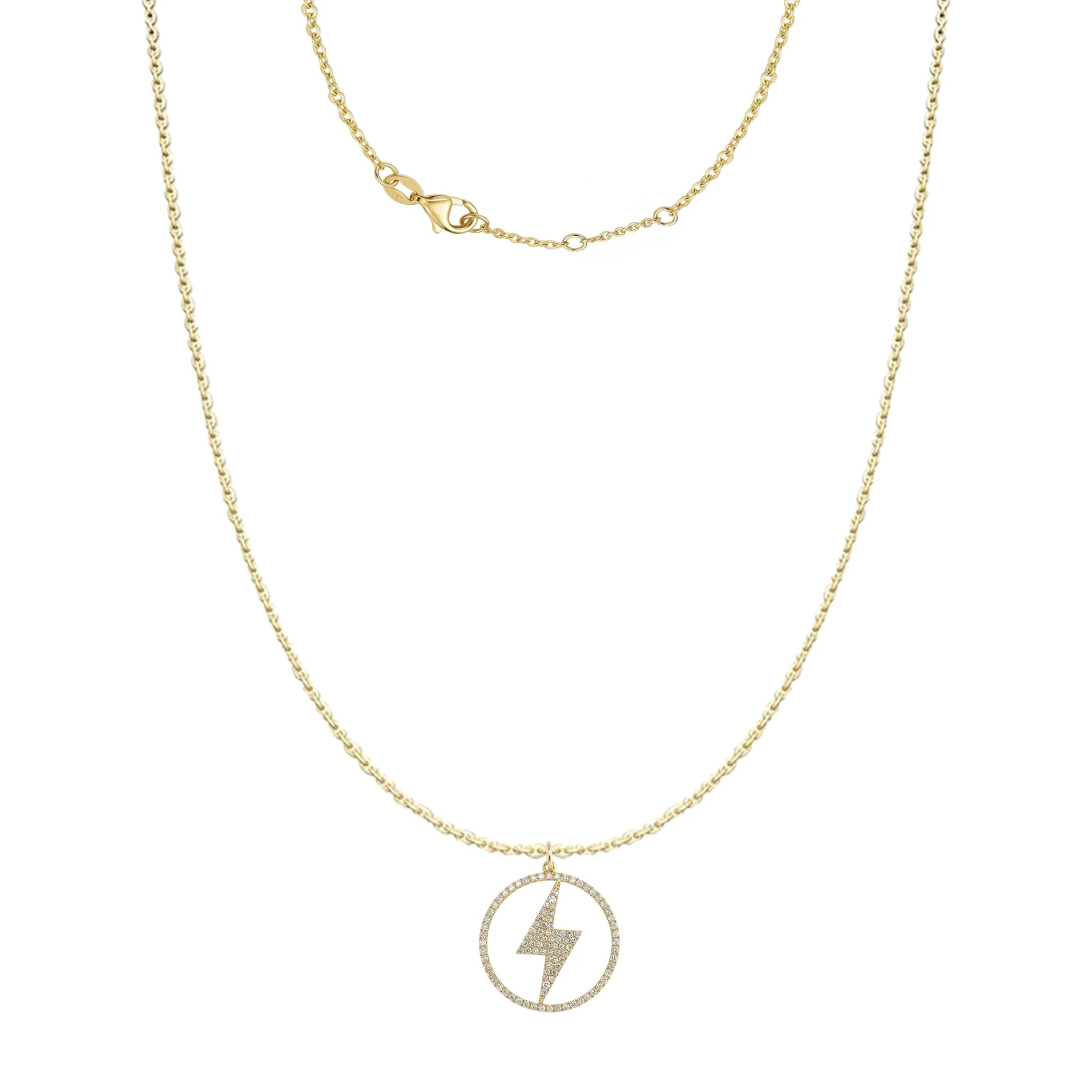14K Yellow Gold Diamond Lightning Pendant