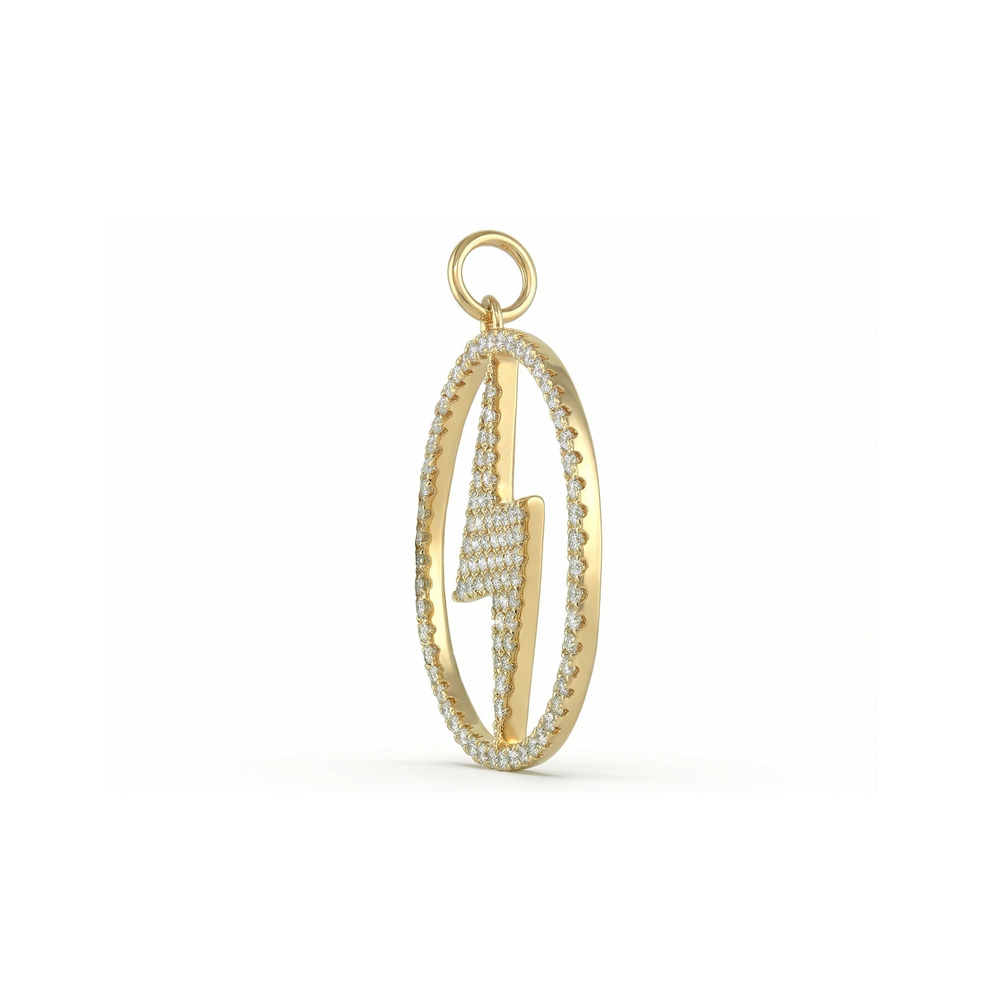 14K Yellow Gold Diamond Lightning Pendant