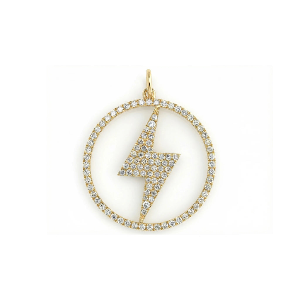 14K Yellow Gold Diamond Lightning Pendant