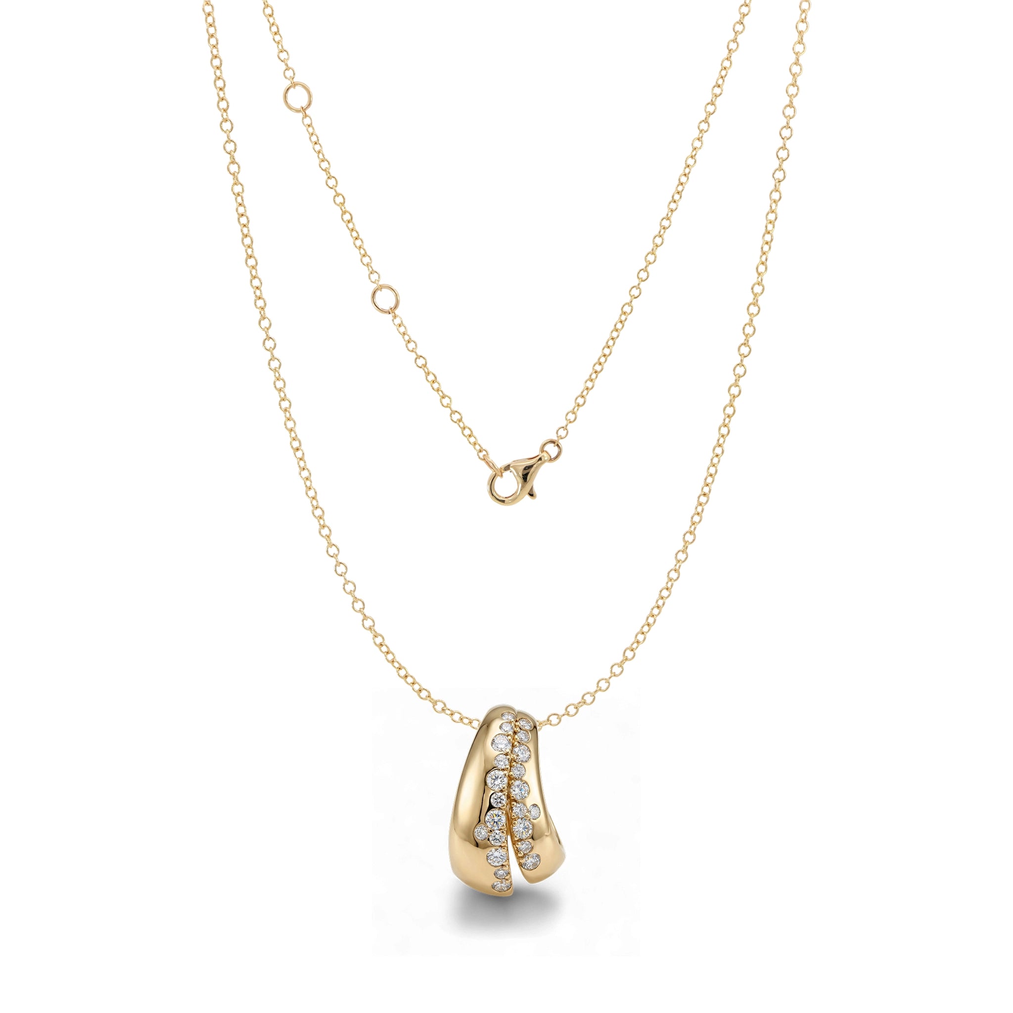 BeBling 14K Yellow Gold Diamond Bubble Tie Pendant Necklace - front view