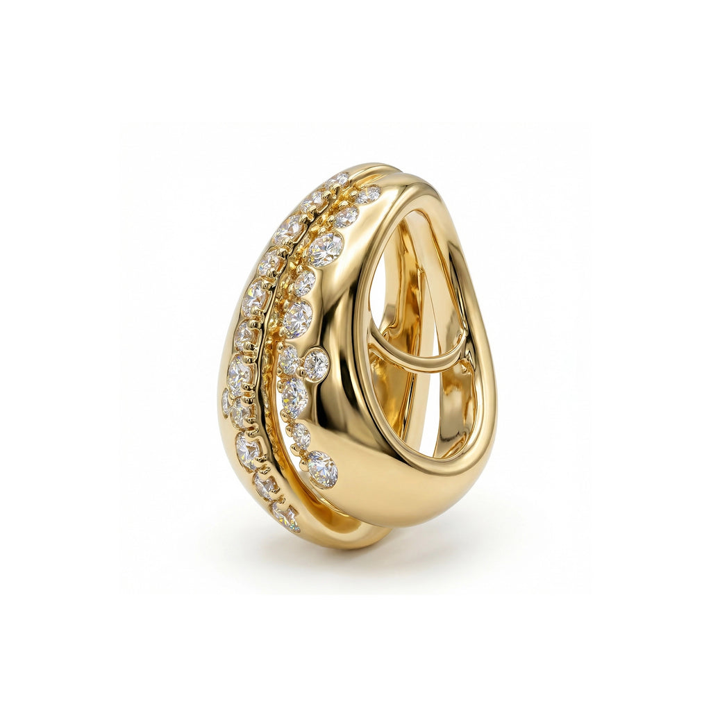 BeBling 14K Yellow Gold Diamond Bubble Tie Pendant - side view