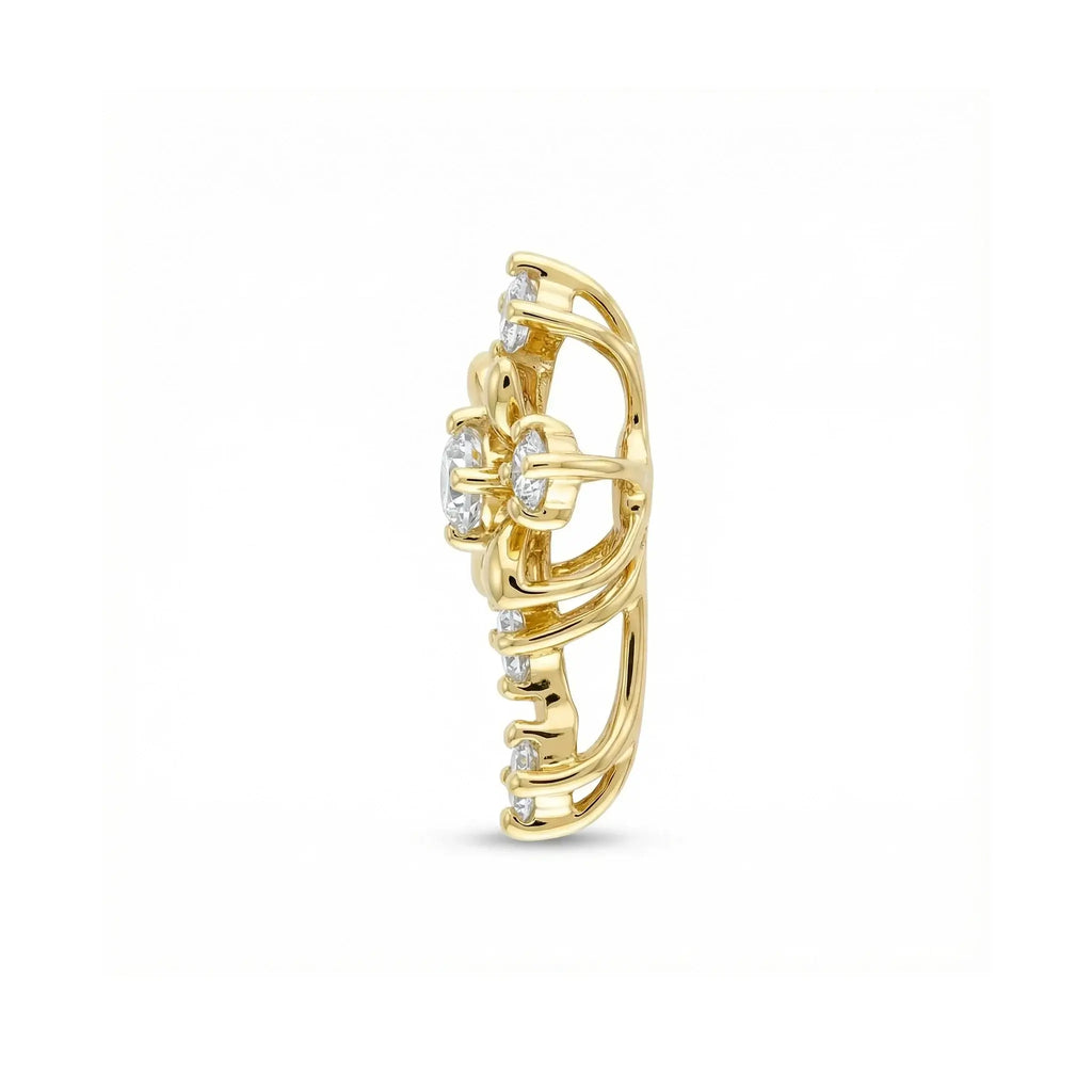 14K Yellow Gold Diamond Cross Pendant