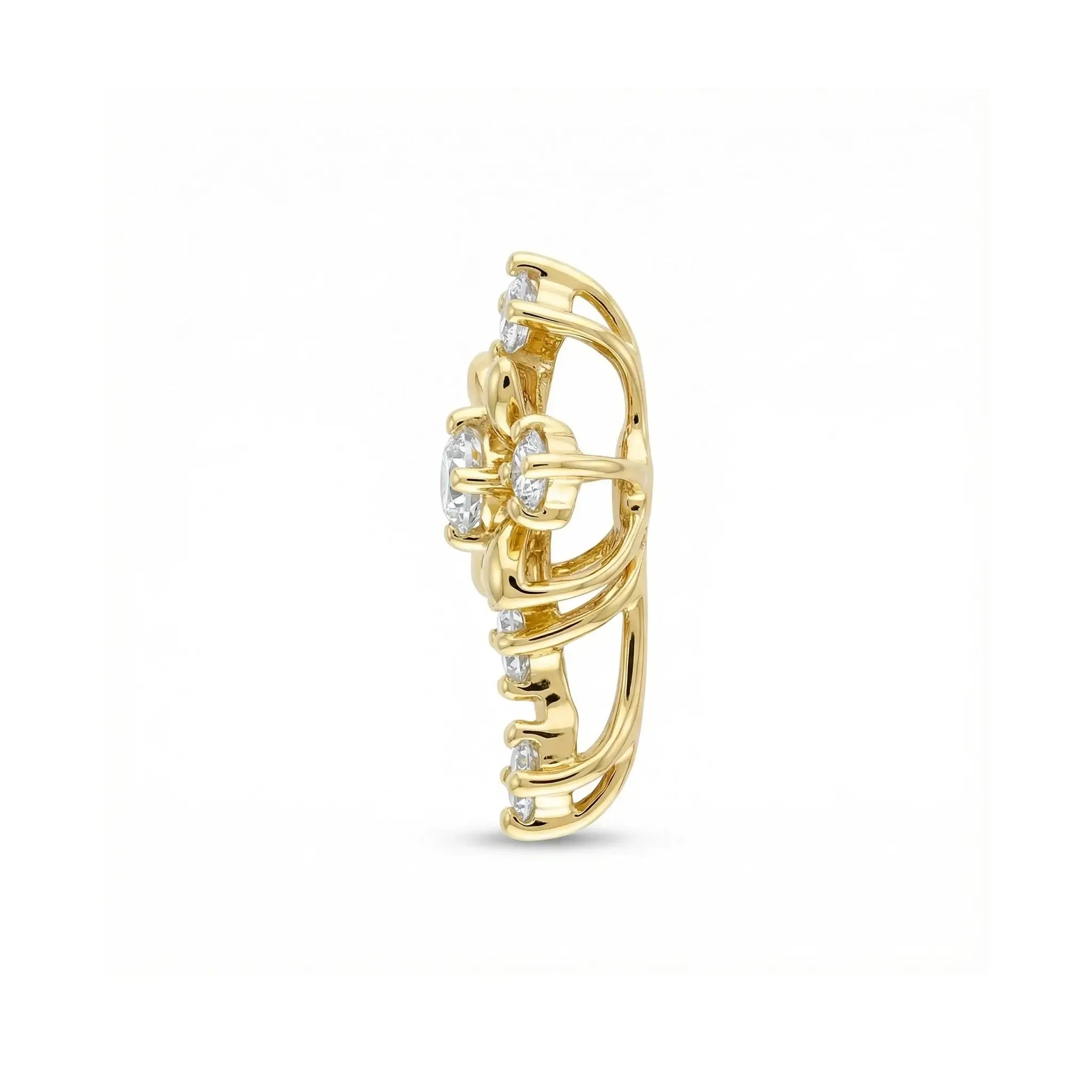 14K Yellow Gold Diamond Cross Pendant