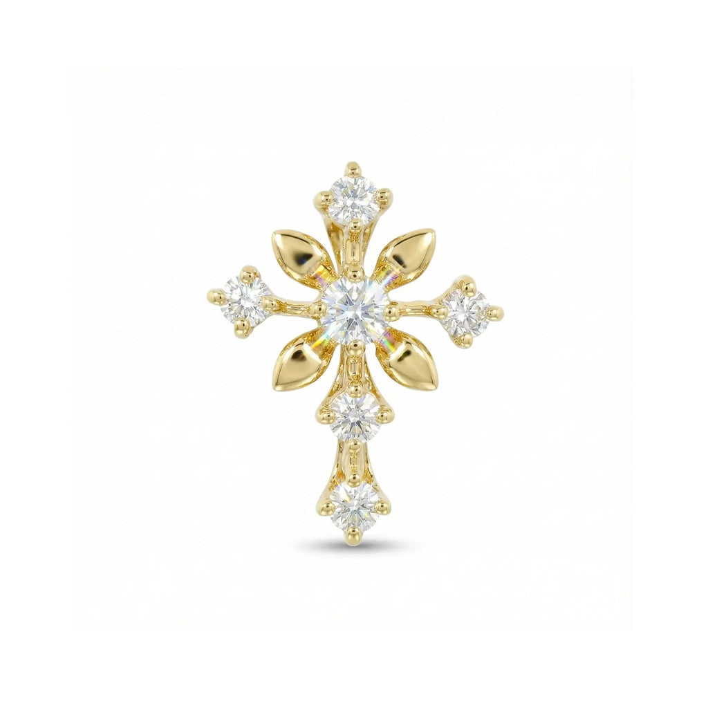 14K Yellow Gold Diamond Cross Pendant