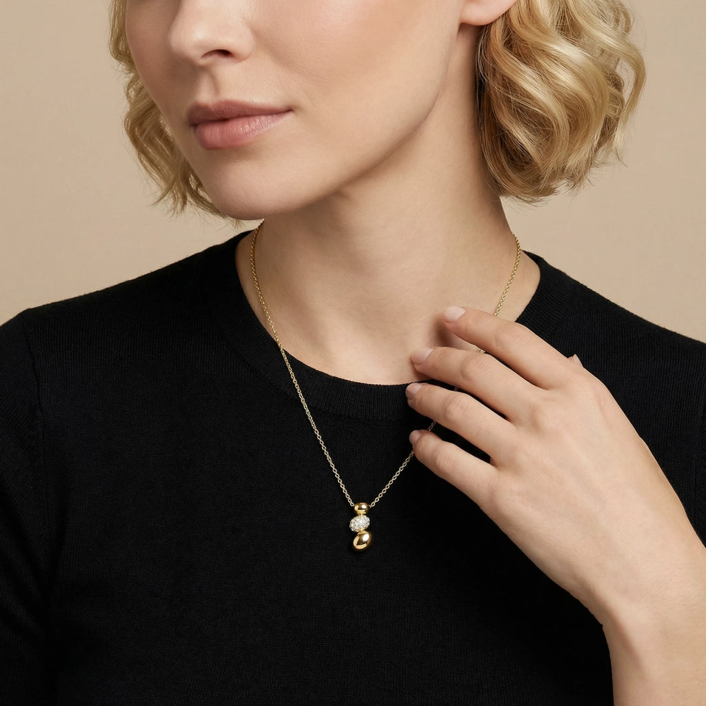 14K Yellow Gold 3 Bead Diamond Pendant