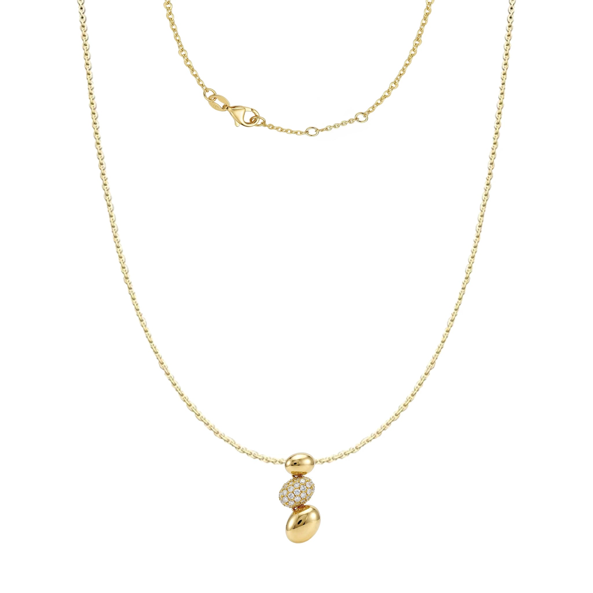 14K Yellow Gold 3 Bead Diamond Pendant