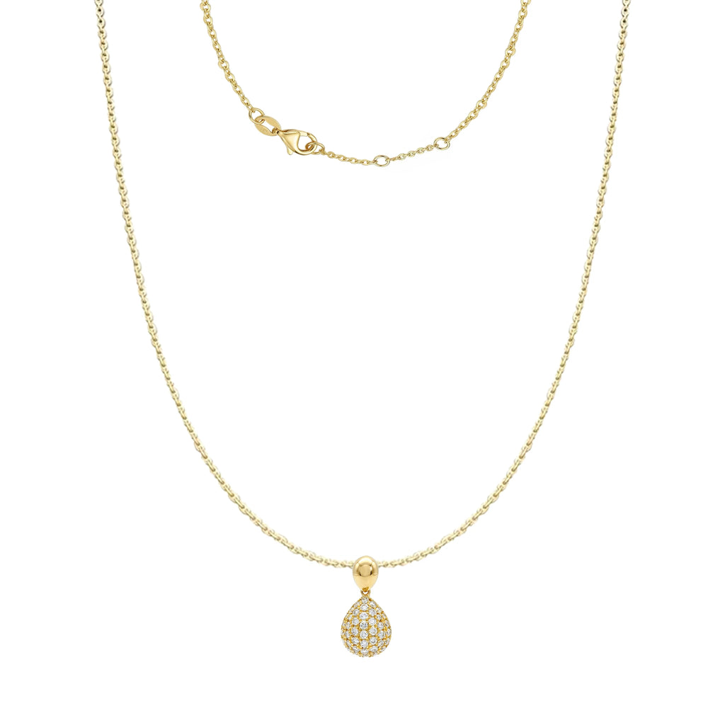 14K Yellow Gold Teardrop Diamond Pendant