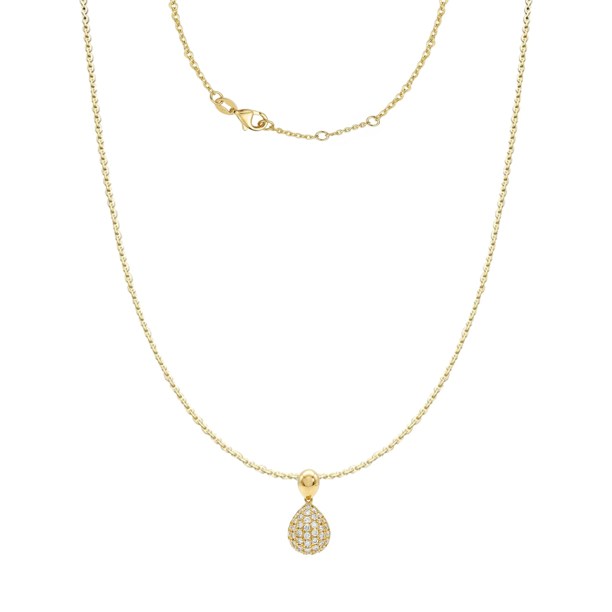 14K Yellow Gold Teardrop Diamond Pendant