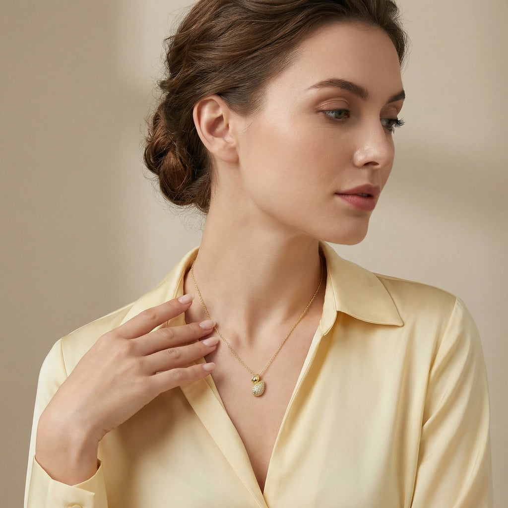 14K Yellow Gold Leaf-Shaped Diamond Pendant