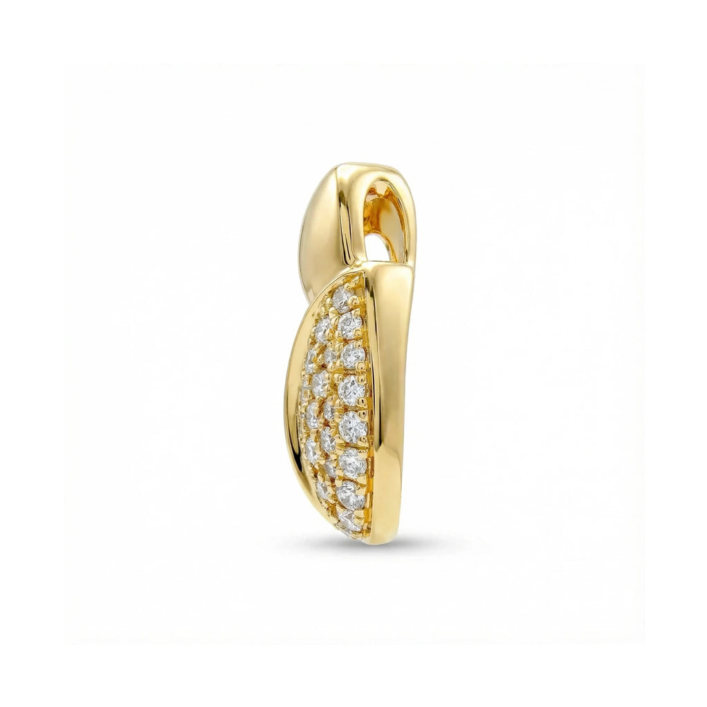 14K Yellow Gold Leaf-Shaped Diamond Pendant