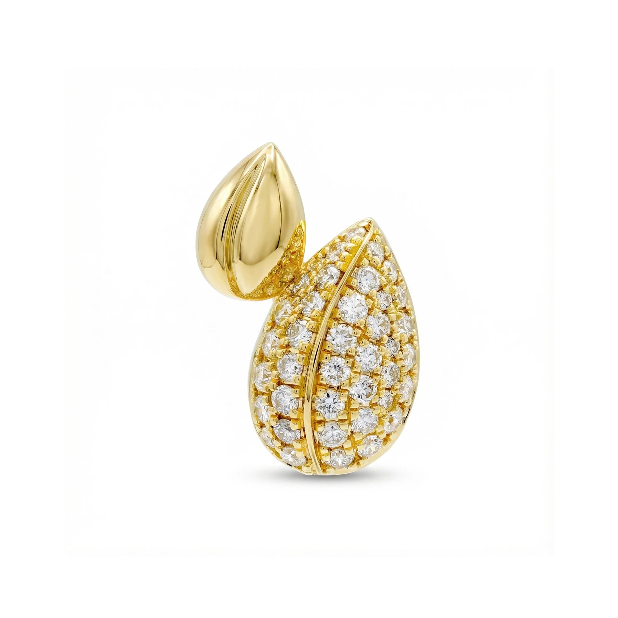 14K Yellow Gold Leaf-Shaped Diamond Pendant