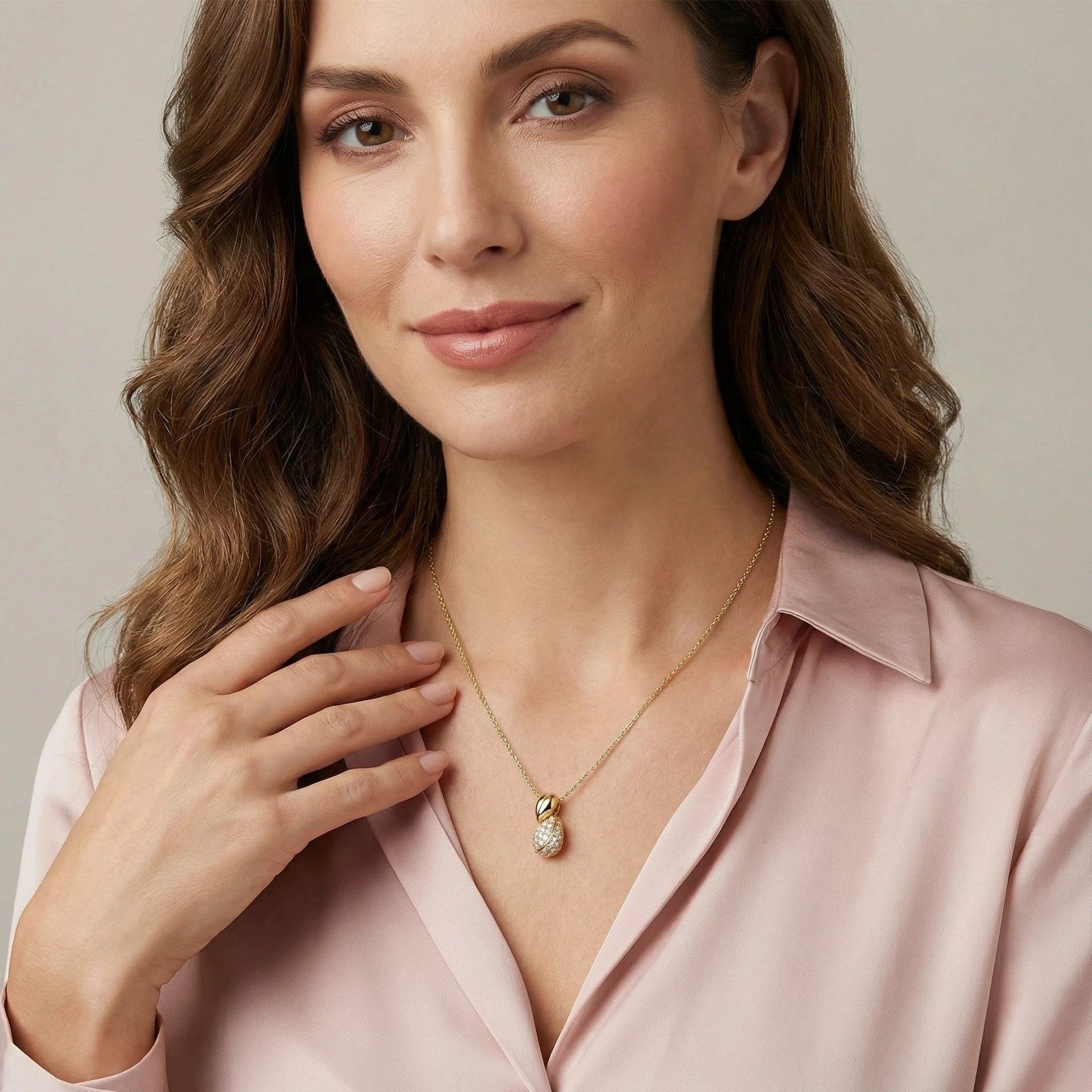 14K Yellow Gold Leaf-Shaped Diamond Pendant