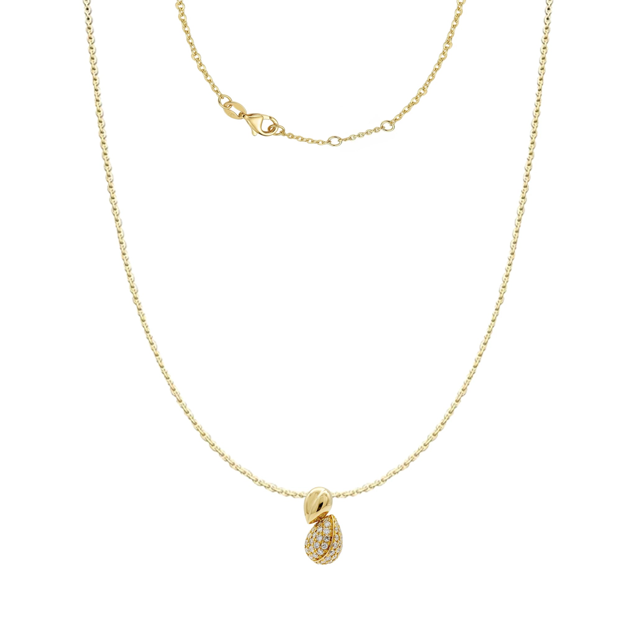 14K Yellow Gold Leaf-Shaped Diamond Pendant