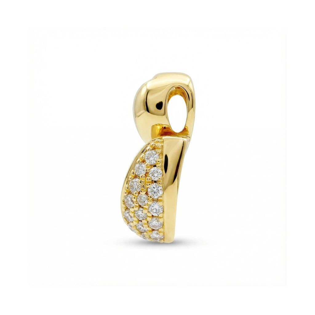 14K Yellow Gold Leaf-Shaped Diamond Pendant