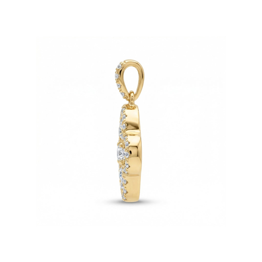 BeBling 14K Yellow Gold Diamond 4 Leaf Clover Pendant side view