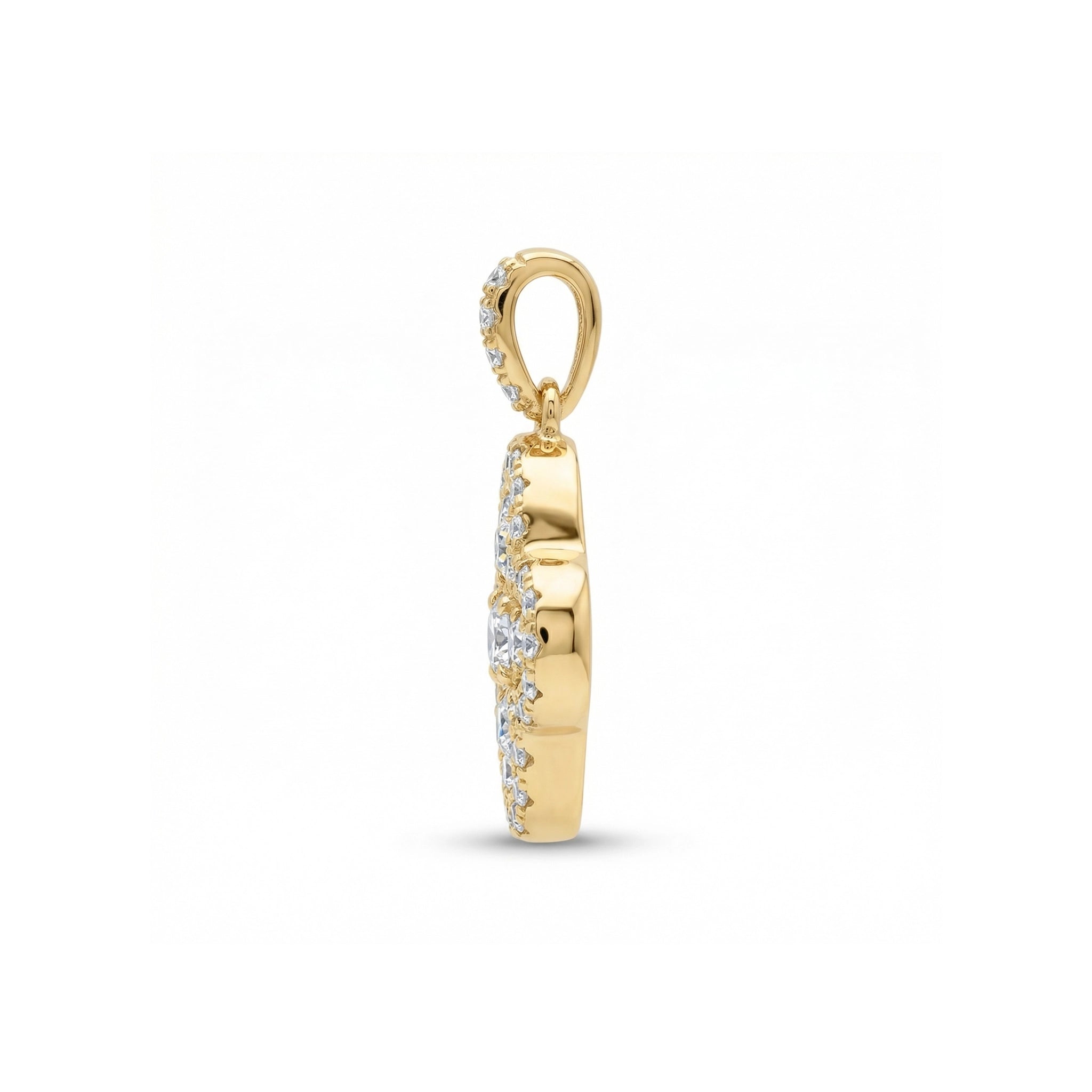 BeBling 14K Yellow Gold Diamond 4 Leaf Clover Pendant side view