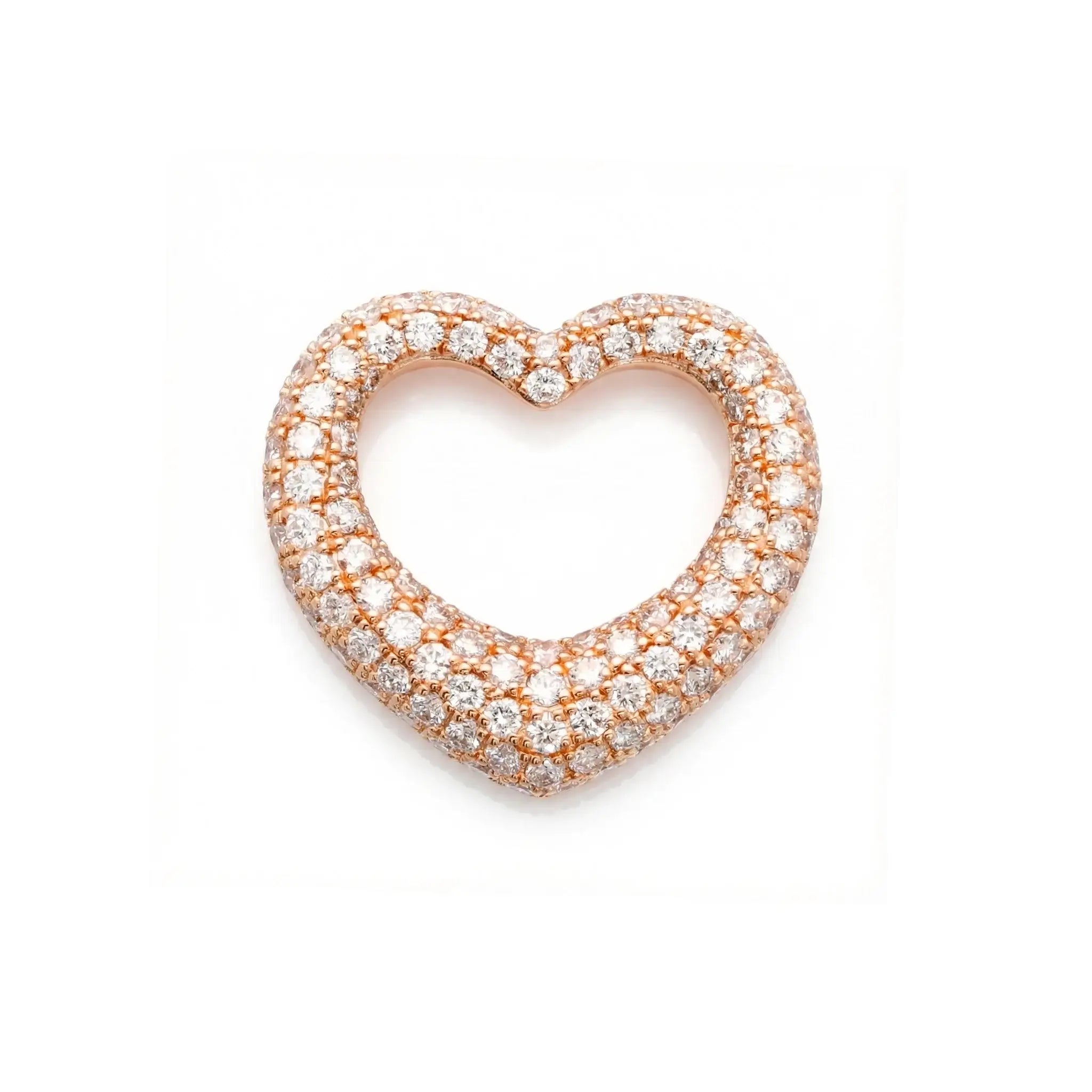 14K Yellow Gold Diamond Bubble Heart Pendant - rose gold