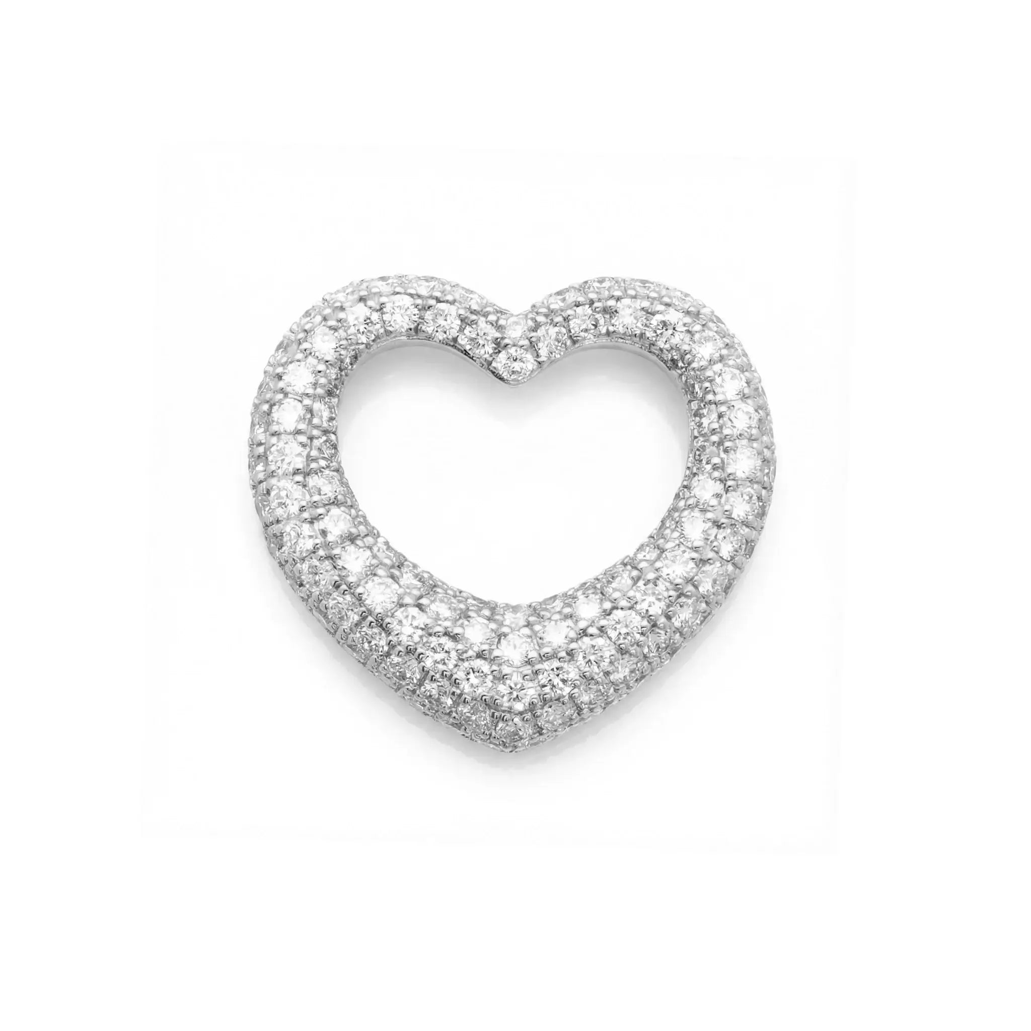 14K Yellow Gold Diamond Bubble Heart Pendant - white gold