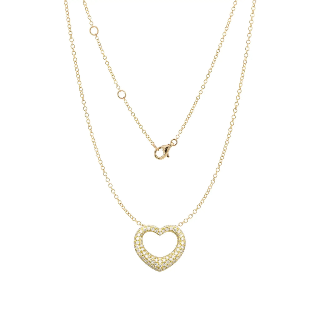 14K Yellow Gold Diamond Bubble Heart Pendant necklace