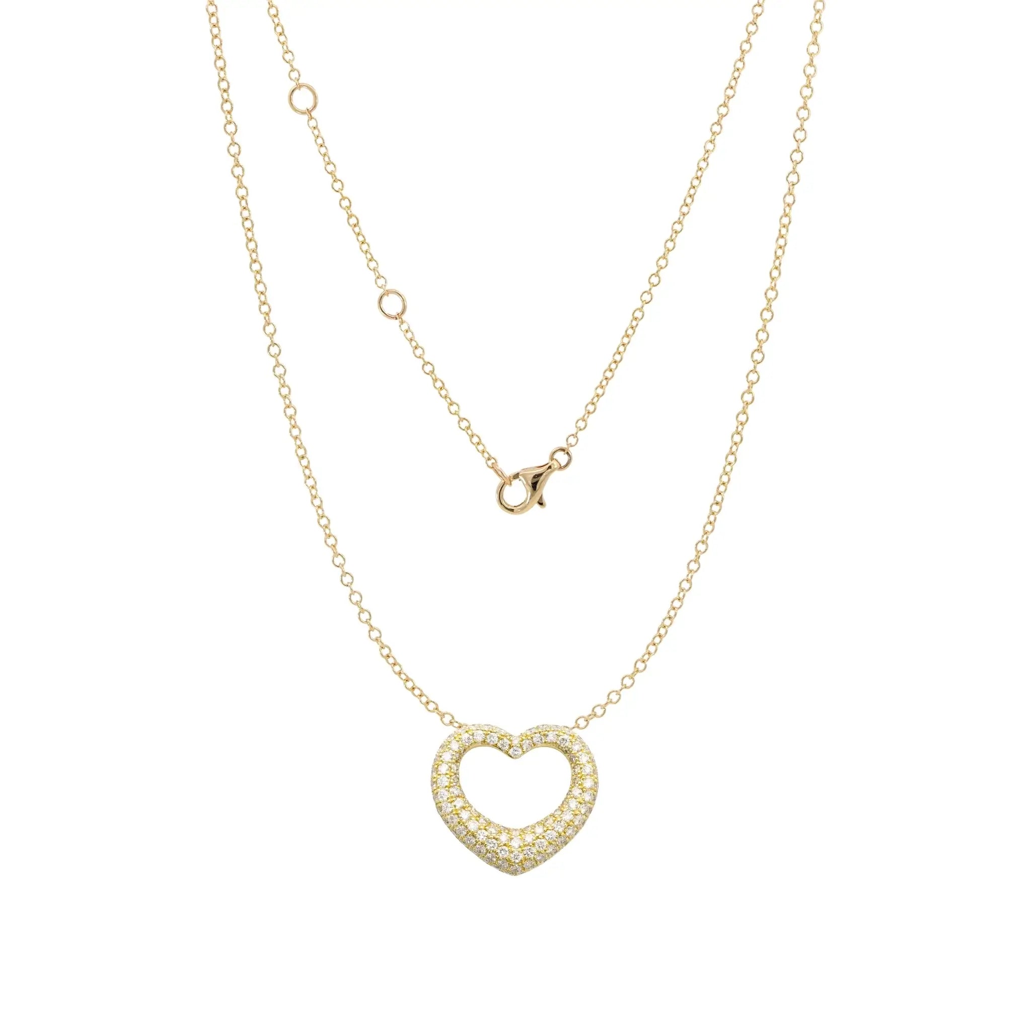14K Yellow Gold Diamond Bubble Heart Pendant necklace