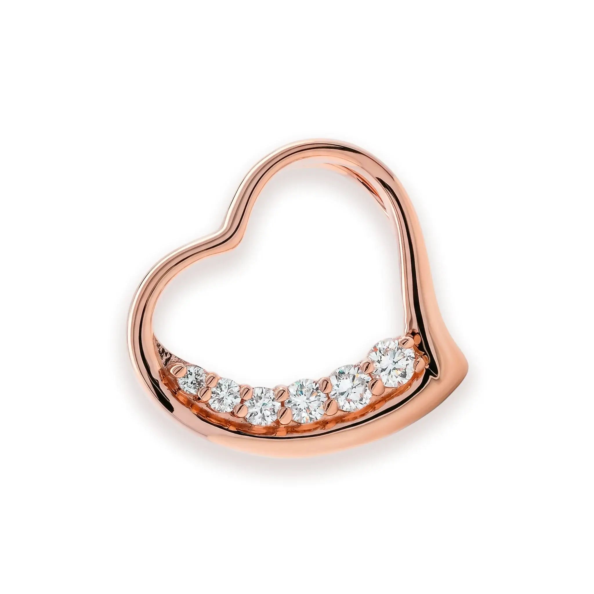 14K Yellow Gold Diamond Smooth Heart Pendant - rose gold