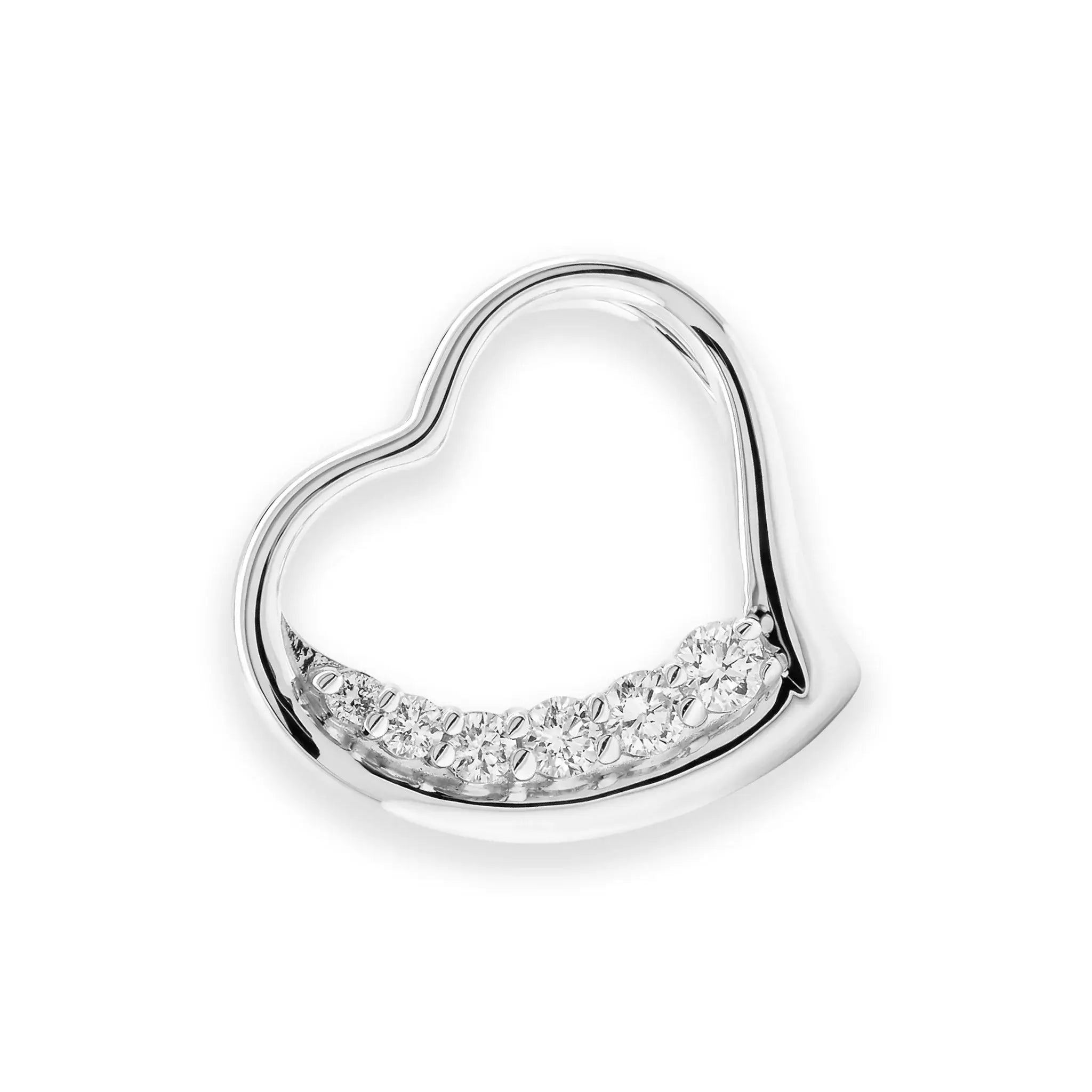 14K Yellow Gold Diamond Smooth Heart Pendant - white gold