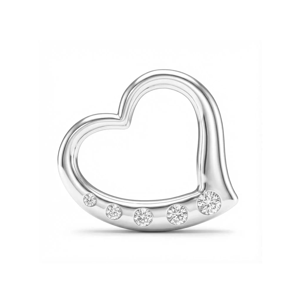 14K White Gold Diamond Smooth Heart Pendant