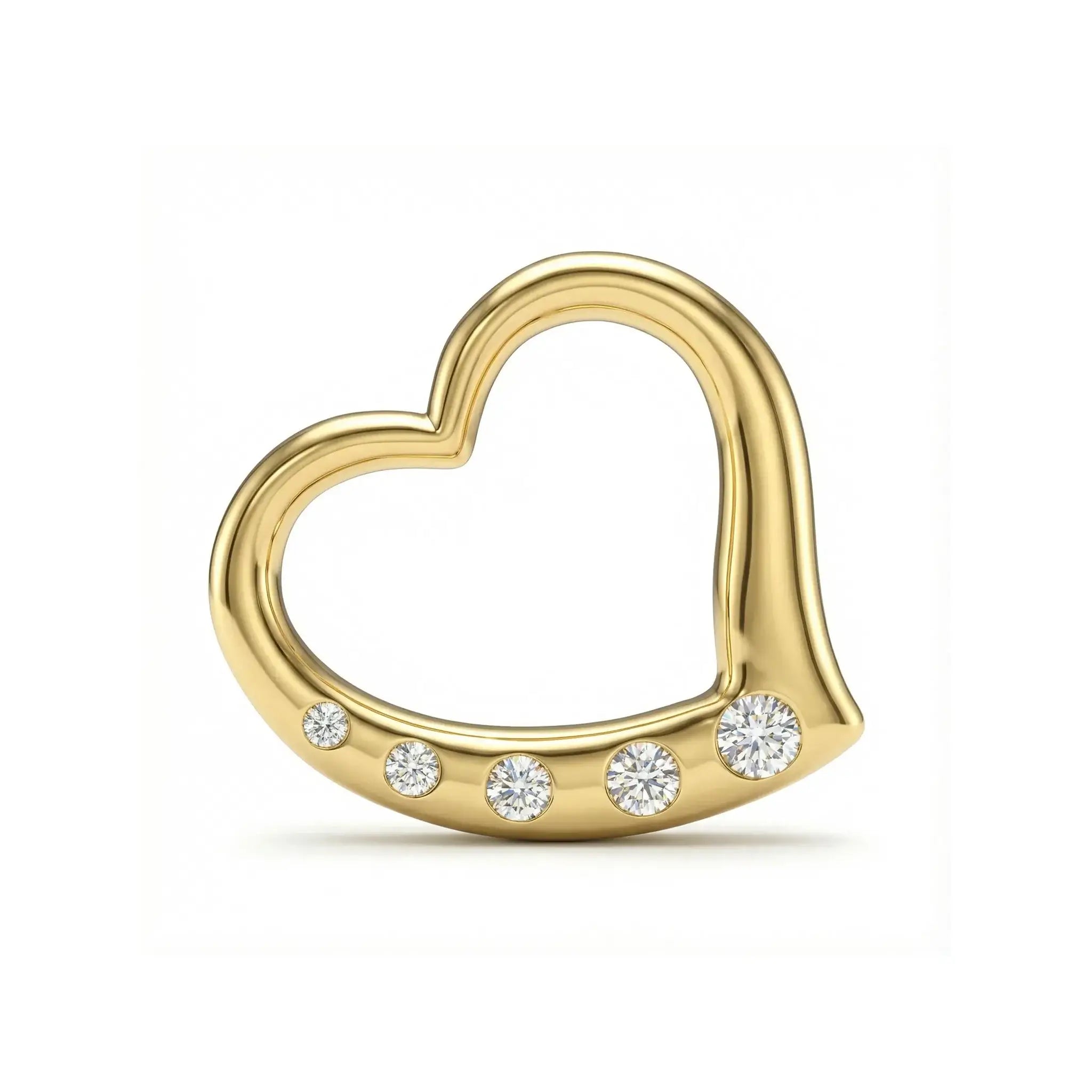 14K White Gold Diamond Smooth Heart Pendant - yellow gold