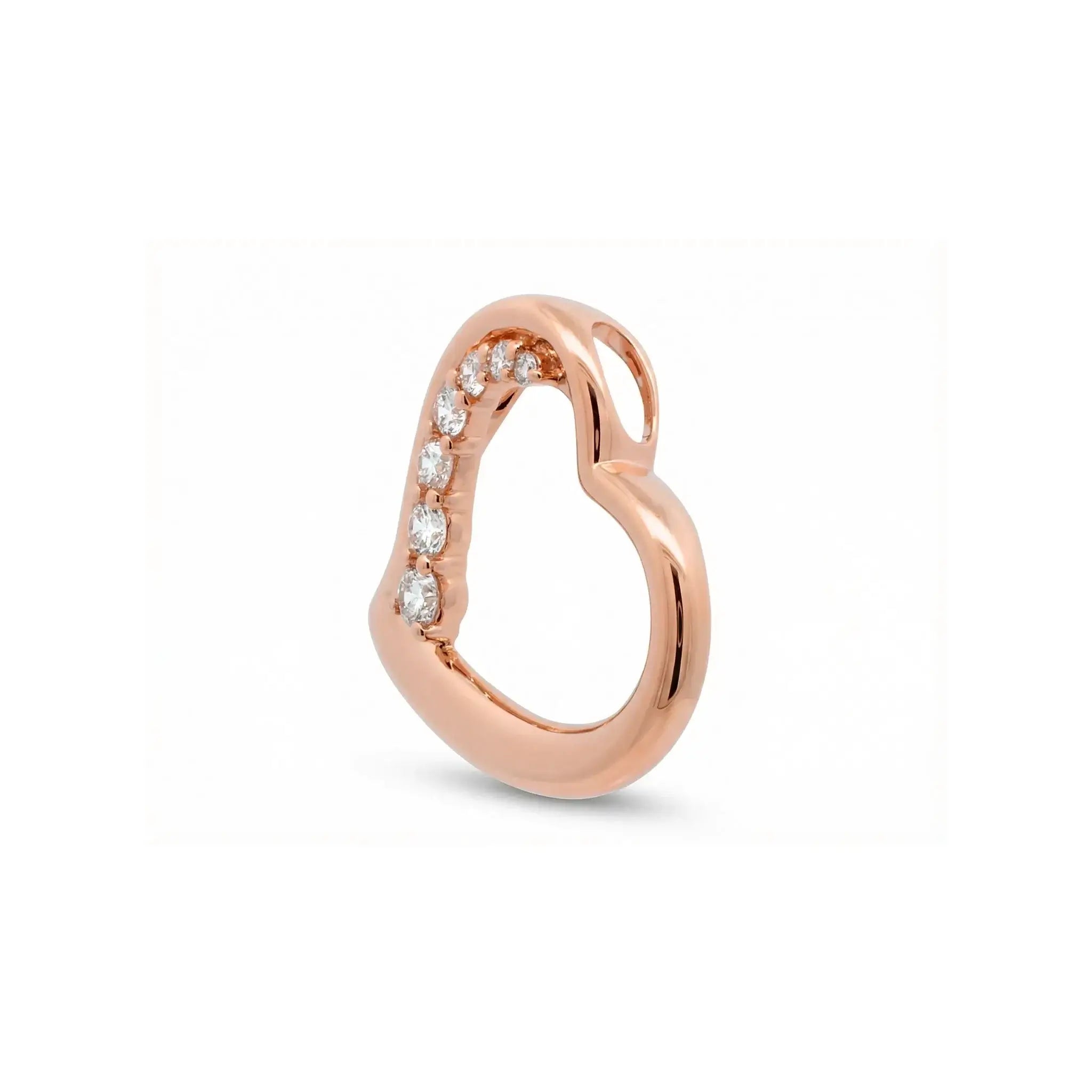 14K Rose Gold Diamond Smooth Heart Pendant - side