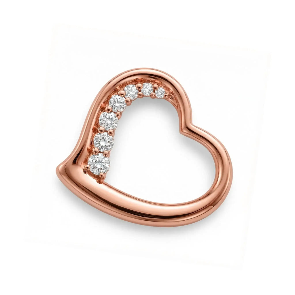 14K Rose Gold Diamond Smooth Heart Pendant
