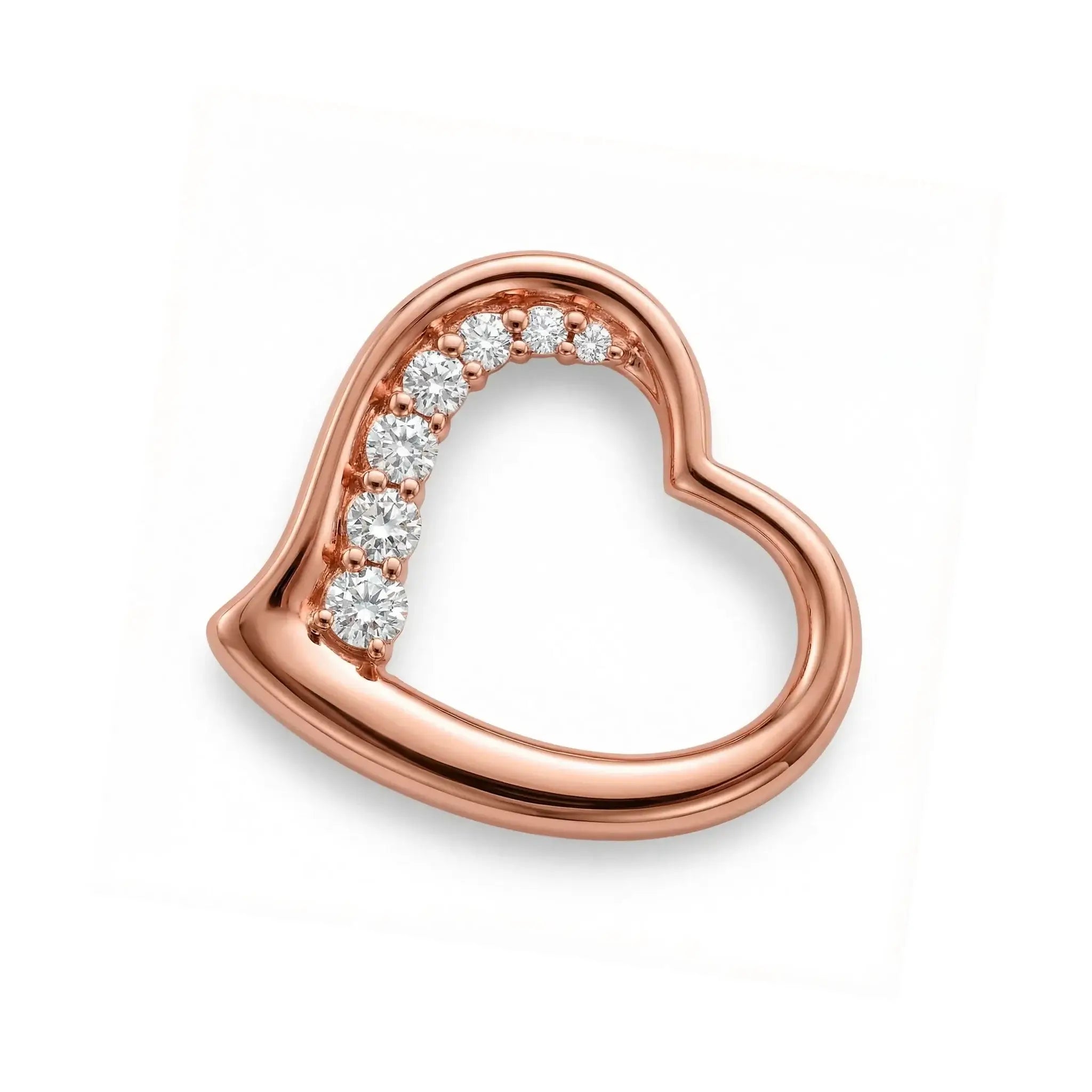 14K Rose Gold Diamond Smooth Heart Pendant