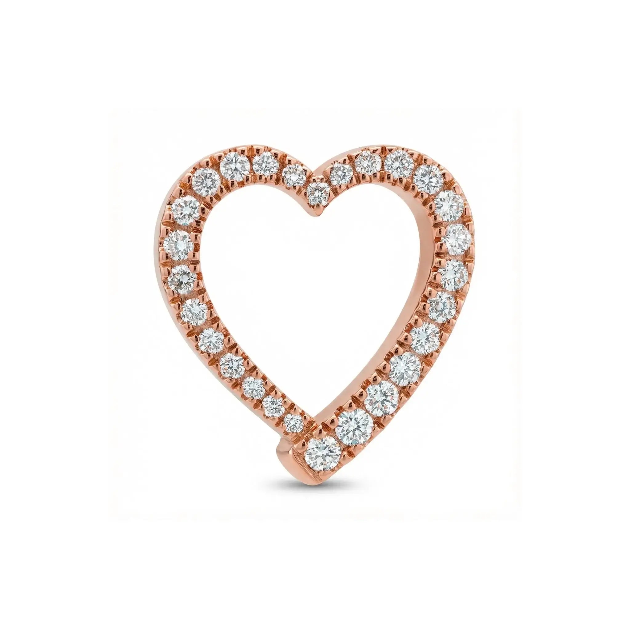14K Yellow Gold Diamond Heart Pendant - rose gold