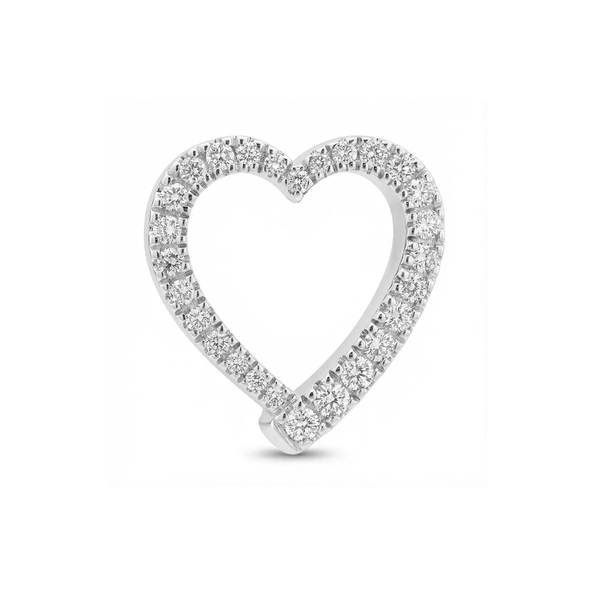 14K Yellow Gold Diamond Heart Pendant - white gold