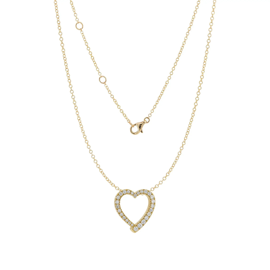 14K Yellow Gold Diamond Heart Pendant necklace